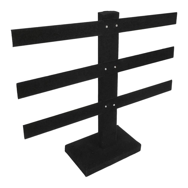 10 x 9 Black Velvet 3 Bars Earring Display Stand Showcase Box Collector Jewelry Case