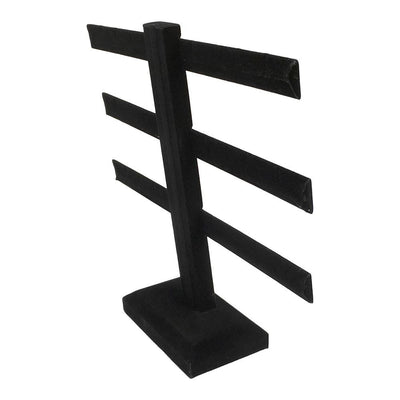 10 x 9 Black Velvet 3 Bars Earring Display Stand Showcase Box Collector Jewelry Case