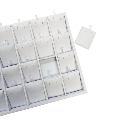 10'' 2 PC 24 Pairs White Faux Leather Earring Display Tray Pendant Jewelry Box