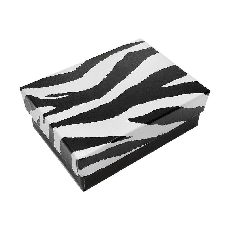 100 Pc Zebra Animal Print Cotton Filled Batting Gift Boxes Jewelry