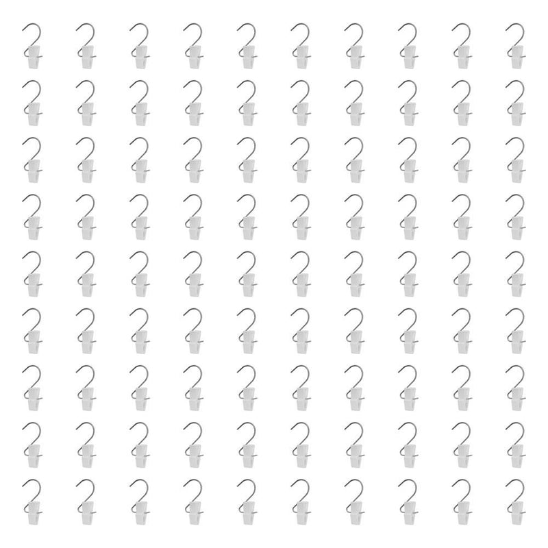 100 Pcs Laundry Hooks Clips Clothes Pin Plastic Retail Display -WHITE