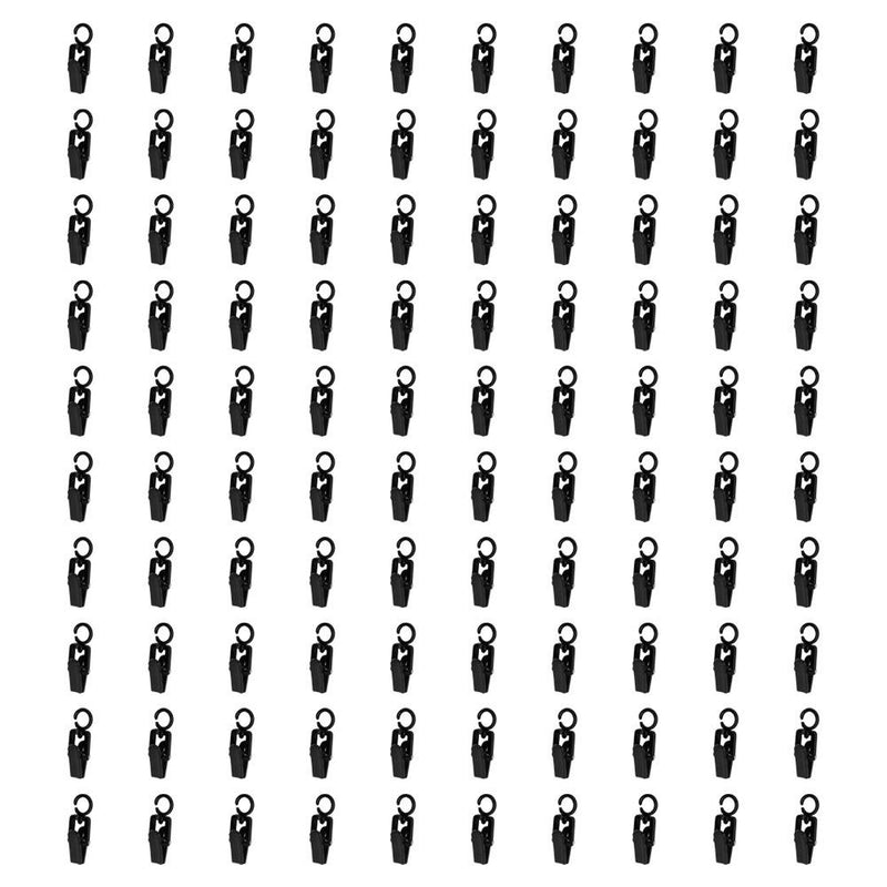 100 Pcs Laundry Hooks Clips Clothes Pin Plastic Retail Display-BLACK