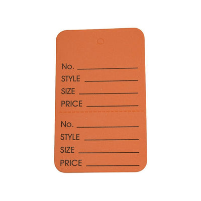 1000 Pcs Large Orange Merchandise Coupon Price Tag Clothing Perforated 1-3/4"x 2-7/8"