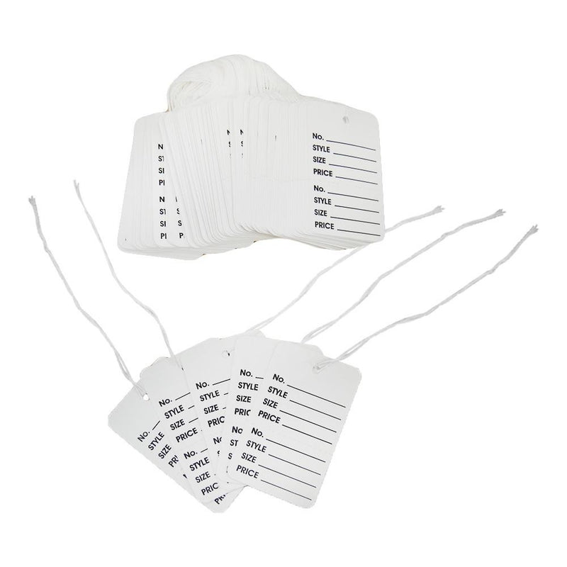 1000 Pcs Large White Merchandise Coupon Price Tag Clothing Perforated Strung 1-3/4"x 2-7/8"