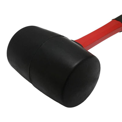 11-1/2'' Long Double-Faced Solid Rubber Head Mallet Hammer 16 Oz Non-Slip Fiberglass Handle