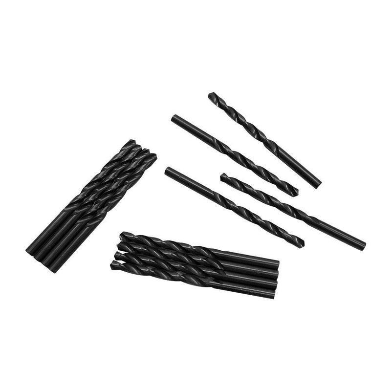 12 PC Straight Shank Drill Set 6.4mm Black Oxide Standard HSS Jobber Length Twist Drilling Tools