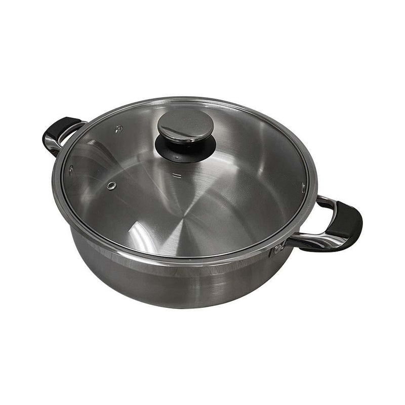 12 Quart High Quality Stainless Steel Low Pot With Lid Capsule Base Cookware