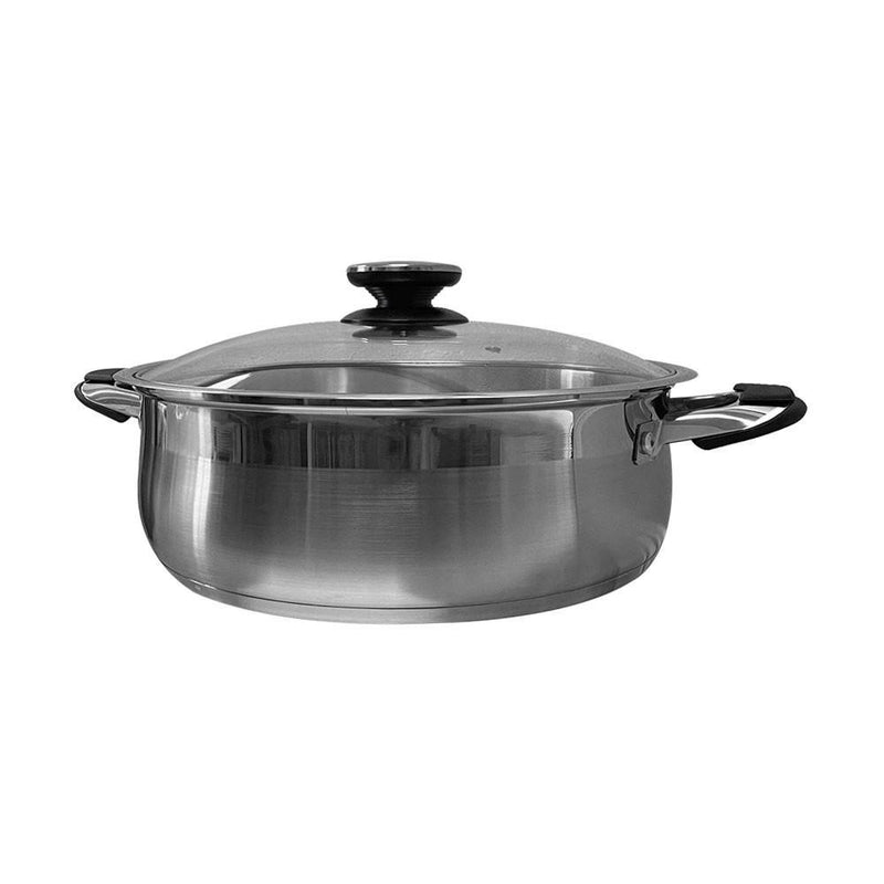 12 Quart High Quality Stainless Steel Low Pot With Lid Capsule Base Cookware