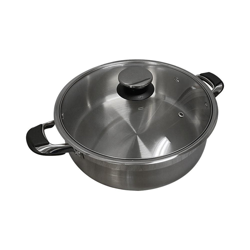 12 Quart High Quality Stainless Steel Low Pot With Lid Capsule Base Cookware