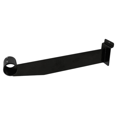 12" SLATWALL HANGRAIL BRACKET Holding 1-1/4" Round Tube  For Retail Display - BLACK