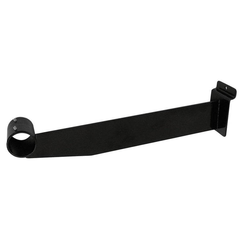 12" SLATWALL HANGRAIL BRACKET Holding 1-1/4" Round Tube  For Retail Display - BLACK
