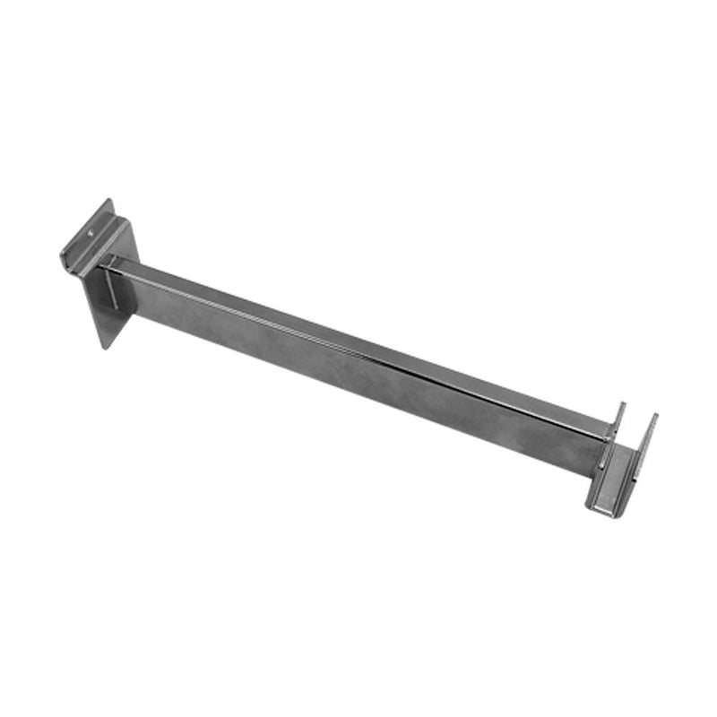 12" SLATWALL HANGRAIL BRACKET Holding 1-3/4" x 1/2" Rectangular Tube For Retail Display - CHROME