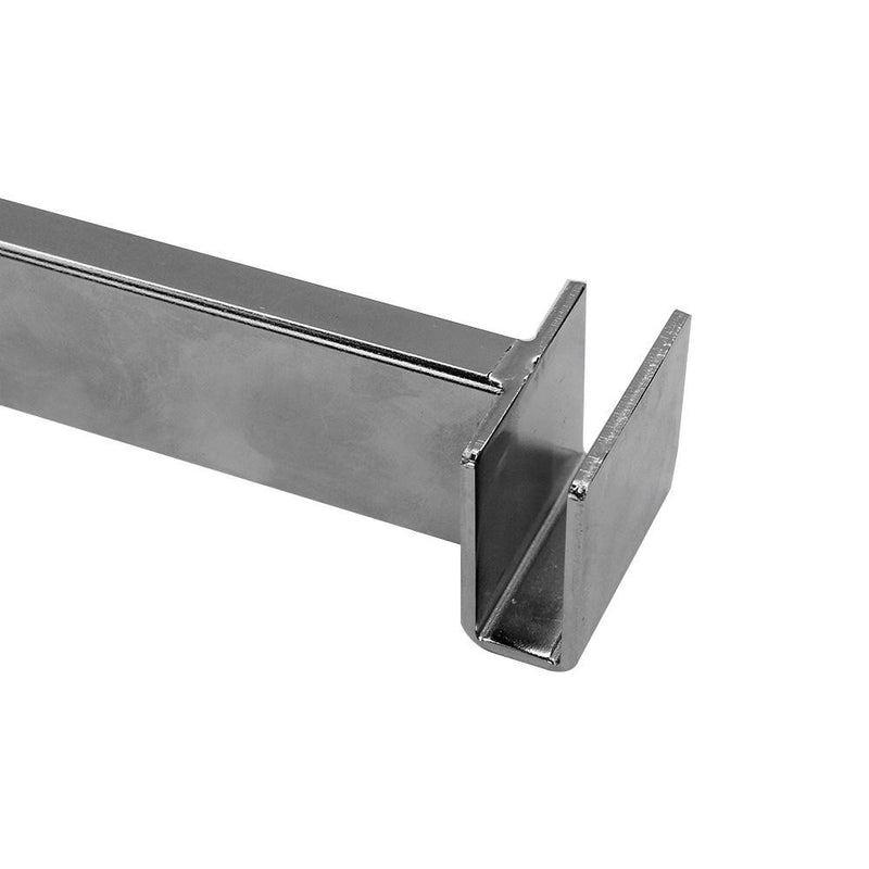 12" SLATWALL HANGRAIL BRACKET Holding 1-3/4" x 1/2" Rectangular Tube For Retail Display - CHROME