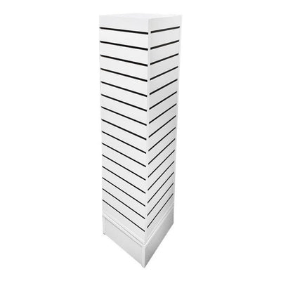12'' x 12'' x 54'' White Rotating 4 Sided Revolving Slatwall Floor Display