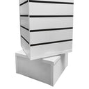 White 12” x 12” x 54” Revolving Slatwall Floor Display, Rotating 4-Sided Retail Merchandiser Stand Fixture for Store, Boutique & Trade Show