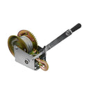 Manual boat trailer hand winch with 26-foot wire rope and gear drive system.