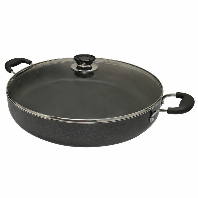 15.5"L x 10"W Aluminum Non Stick Coating Low Pot, 4 Quarts Stock Pot Wok Style