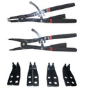 side view of heavy duty snap ring pliers with ratchet adjustment for secure grip