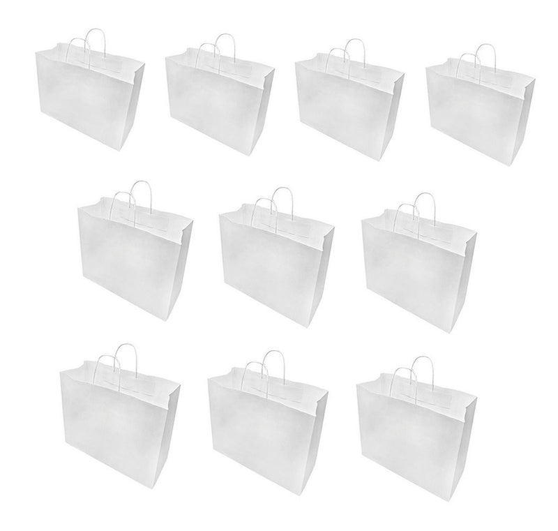 16 x 6 x 12  White Recycled Paper Vogue Shopping Bag - 10 Pc