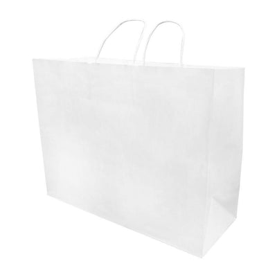 16 x 6 x 12  White Recycled Paper Vogue Shopping Bag - 10 Pc