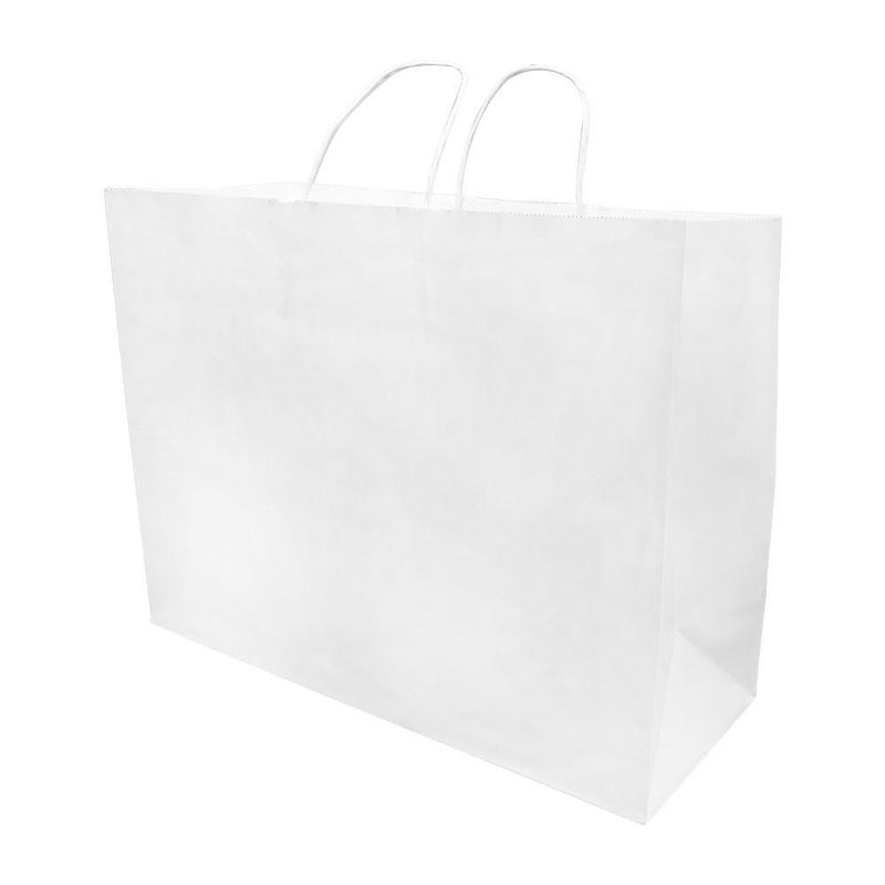 16 x 6 x 12  White Recycled Paper Vogue Shopping Bag - 2 Pc