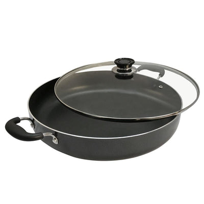 16'' Deep Cooking Pot Pan Aluminum Low Pot Non Stick Coating 10-1/2 QT Wide Wok