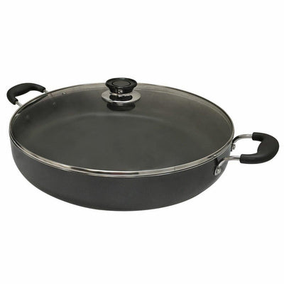 19-1/2''L x 14''W Aluminum Low Pot Cookware Deep Cooking Non Stick Coating Wide Wok Style
