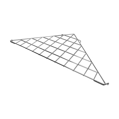 2 Pc - Chrome Corner Triangle Wire Grid Shelf Slat Grid Panel 24'' x 24'' x 32''