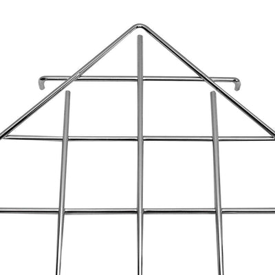 2 Pc - Chrome Corner Triangle Wire Grid Shelf Slat Grid Panel 24'' x 24'' x 32''