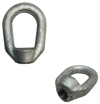 2 PC Bail 3/8'' x 1/2'' Tap Thread Eye Nut Hot Dipped Galvanized Drop Forged Carbon Steel 2,250 Lbs WLL