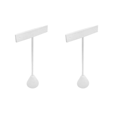 2 Pc Earrings Holder White Faux Leather Earrings Display Stand Jewelry Retail Stores 2-1/2"W x 5-1/2"H