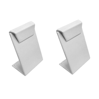 2 Pc Earrings Holder White Faux Leather Earrings Display Stand Jewelry Retail Stores 2-1/2''W x 3-1/2''H