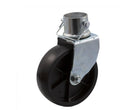 Durable 6" caster wheel for trailer jack with swivel mount and safety pin.