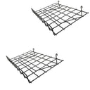 2 PC Wire Grid Shelf Gloss Black Flat 24'' x 15'' With Lip Slatwall Pegboards Display