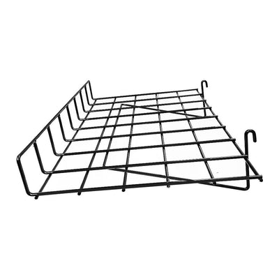 2 PC Wire Grid Shelf Gloss Black Flat 24'' x 15'' With Lip Slatwall Pegboards Display