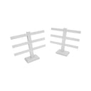 2 Pcs 10'' x 9'' White Faux Leather 3-Bar Earring Display Stand – Jewelry Holder for Stud, Hoop & Dangle Earrings, Retail Showcase Counter Display