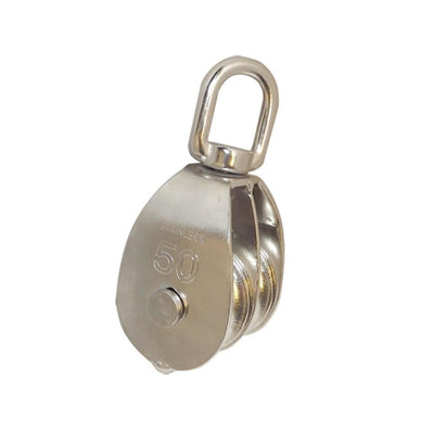 2" 50mm Double Pulley Block with Swivel Eye Stainless Steel Marine Rigging