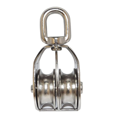 2" 50mm Double Pulley Block with Swivel Eye Stainless Steel Marine Rigging