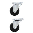 2 Pcs 2" Swivel Caster Wheels with Top Plate – Rubber Wheel Base & Ball Bearing, Replacement Casters for Furniture & Carts
