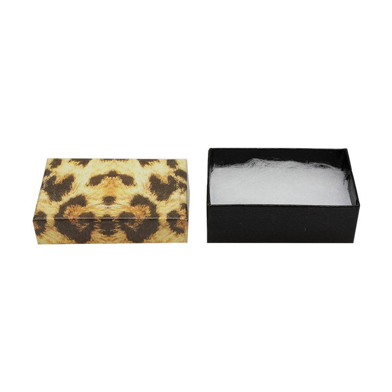 2-5/8" x 1-1/2" x 1" Jewelry Gift Boxes Cotton Filled Batting Cardboard Box Leopard Print Set 10 PC
