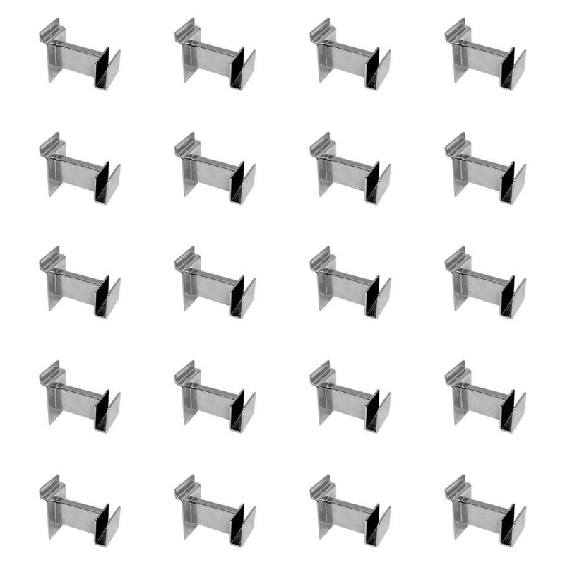 20 PC 3" Chrome Slatwall Retail Display Hangrail Bracket Hold Rectangular Tube 1-3/4" X 1/2"