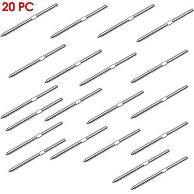 20 PC 316 Stainless Steel Lag Stud Swage Cable Railing for 1/8" Cable