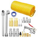 20 Pcs Air Compressor Accessory Kit Tool 25FT Recoil Hose Gun Tire Nozzles Set