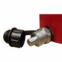 Red hydraulic cylinder jack with flat piston top and heavy duty steel housing