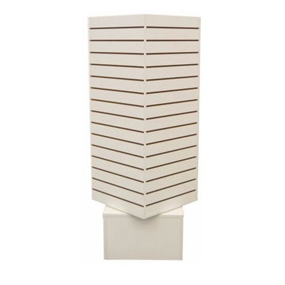 20'' x 20'' x 54'' White Rotating Cube Tower 4 Sided Revolving Slatwall Floor Display Fixture