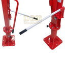 2000-pound capacity pickup hoist with extendable boom and lifting hook chain.