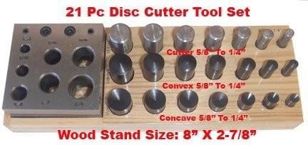 21 PC Disc Convex Concave Puncher Cutter 1/4" to 5/8"