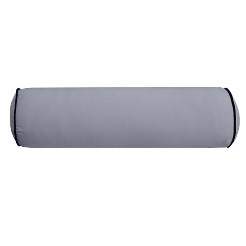 24 x 6 Contrast Pipe Trim Medium Outdoor Bolster Pillow Cushion Insert Slip Cover-AD001
