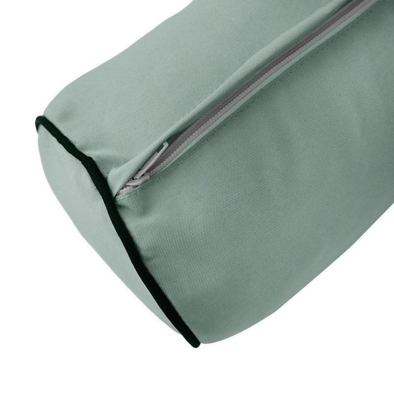 24 x 6 Contrast Pipe Trim Medium Outdoor Bolster Pillow Cushion Insert Slip Cover-AD002