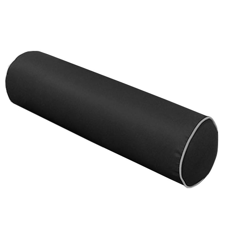 24 x 6 Contrast Pipe Trim Medium Outdoor Bolster Pillow Cushion Insert Slip Cover-AD003